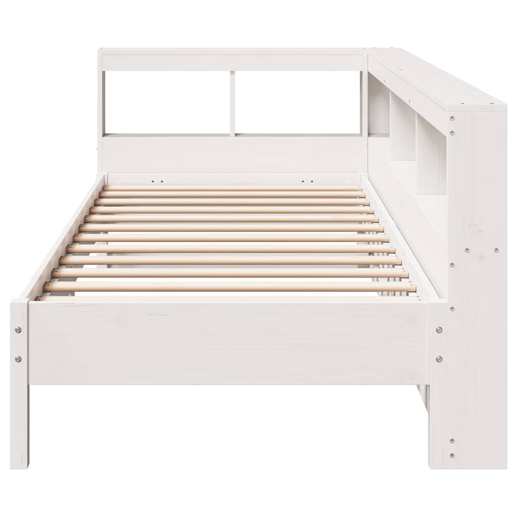 Cama com estante sem colchão 90x190 cm pinho maciço branco