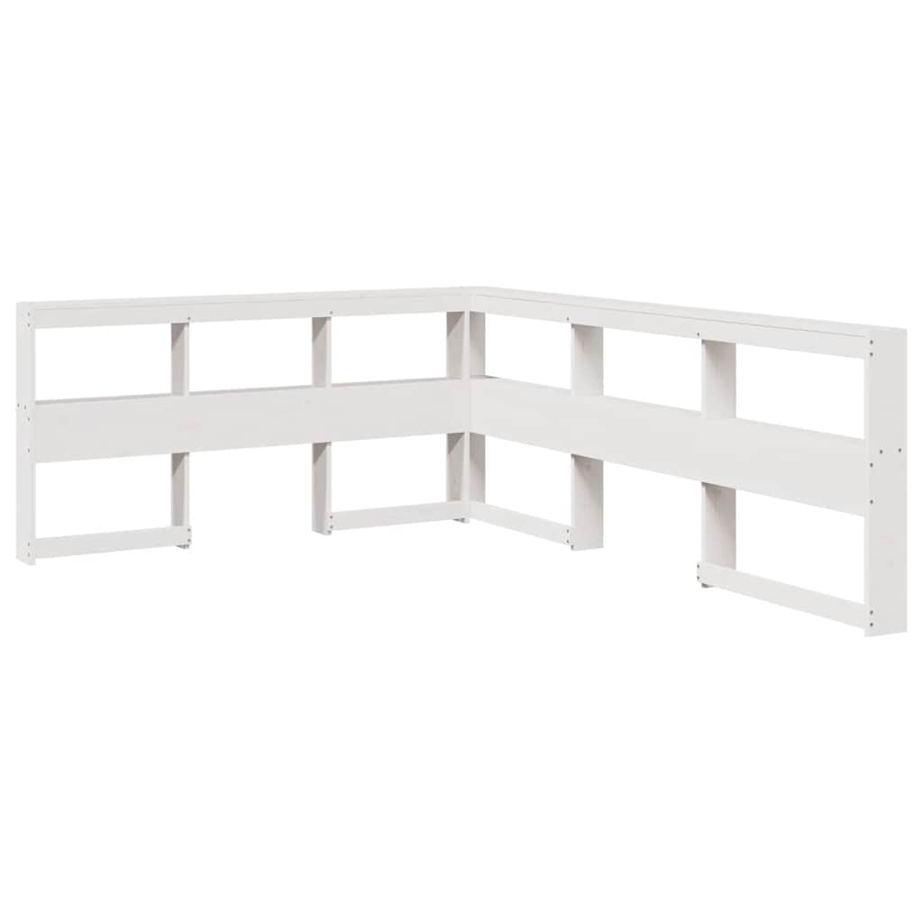 Cama com estante sem colchão 140x190 cm pinho maciço branco