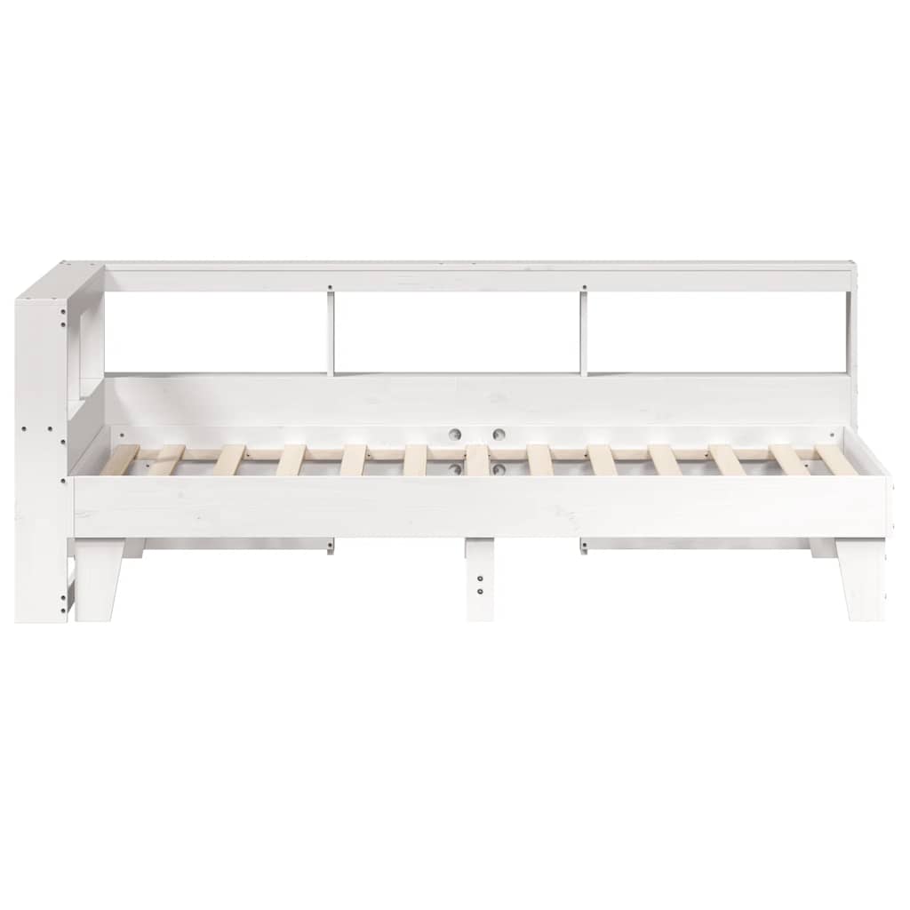 Cama com estante sem colchão 90x190 cm pinho maciço branco