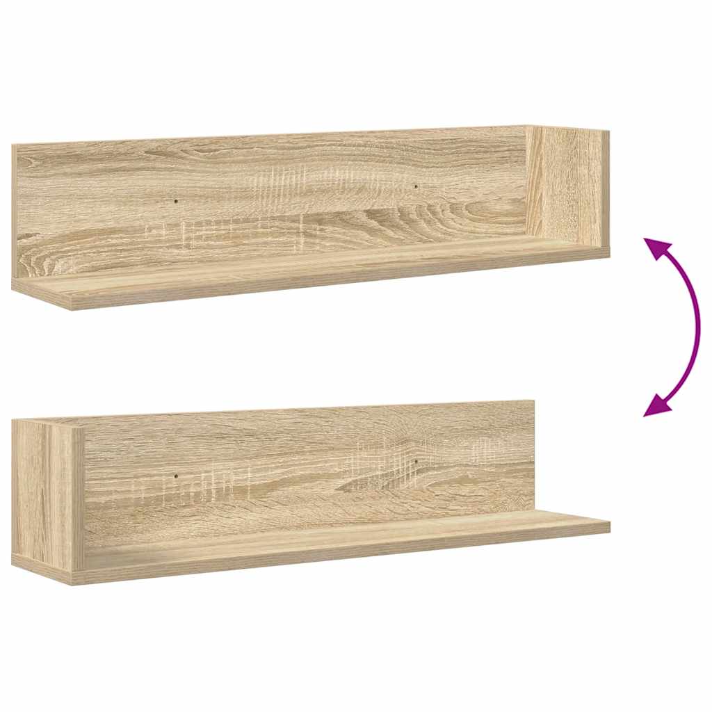 Prateleiras de parede 2pcs derivados de madeira carvalho sonoma