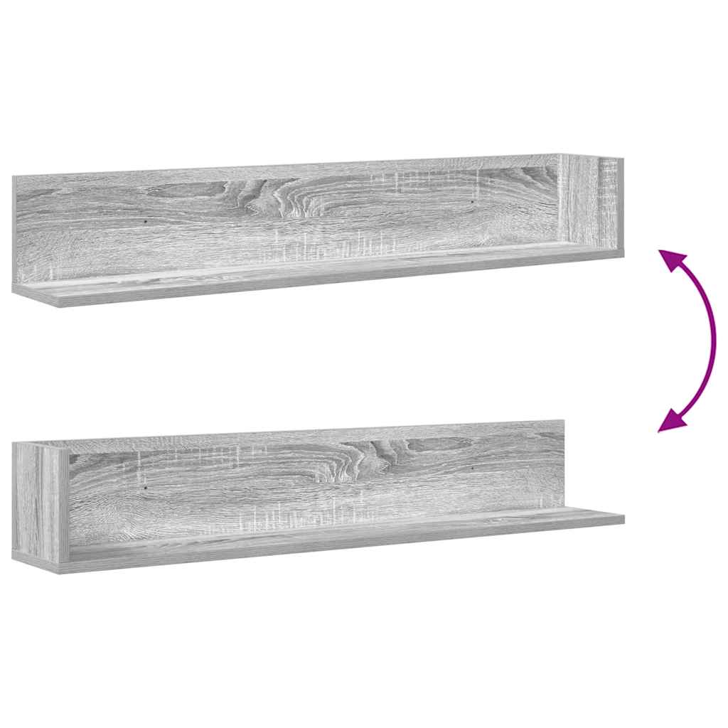 Prateleiras de parede 2pcs derivados de madeira cinzento sonoma