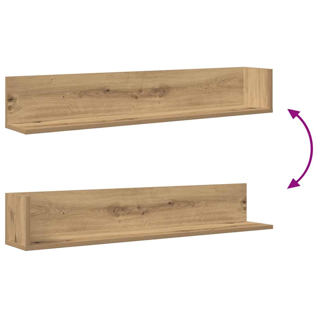 Prateleiras de parede 2pcs derivados madeira carvalho artisiano