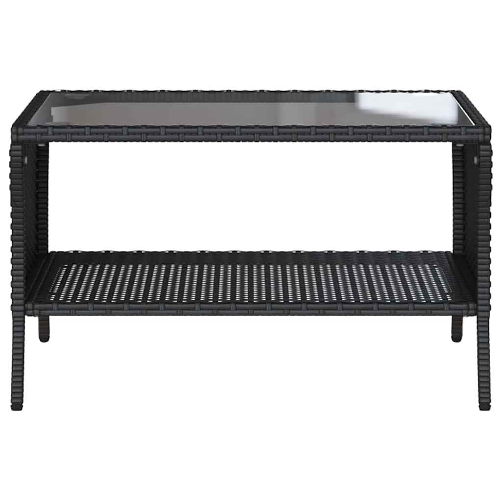 Sofá de jardim 2 lugares com almofadões vime PE preto