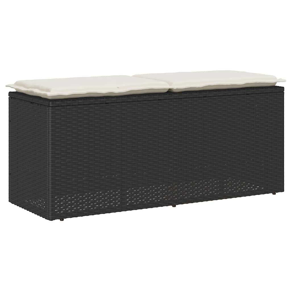 Banco de jardim com almofadão 110x40x44 cm vime PE preto