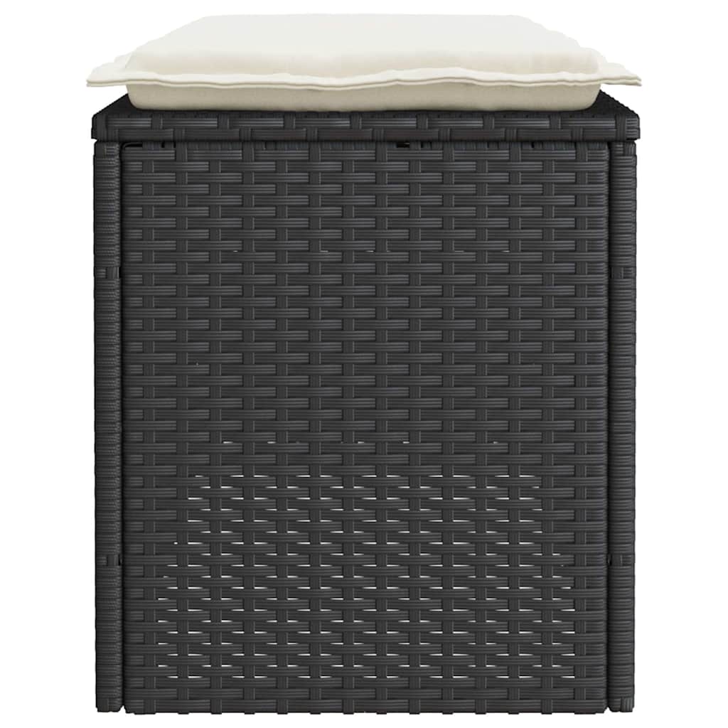 Banco de jardim com almofadão 110x40x44 cm vime PE preto