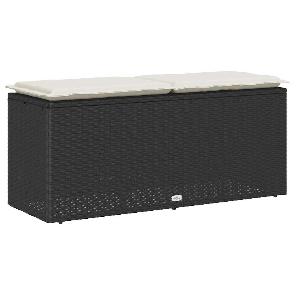 Banco de jardim com almofadão 110x40x44 cm vime PE preto