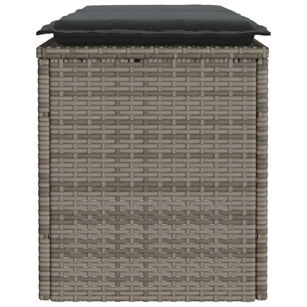 Banco de jardim com almofadão 110x40x44 cm vime PE cinzento