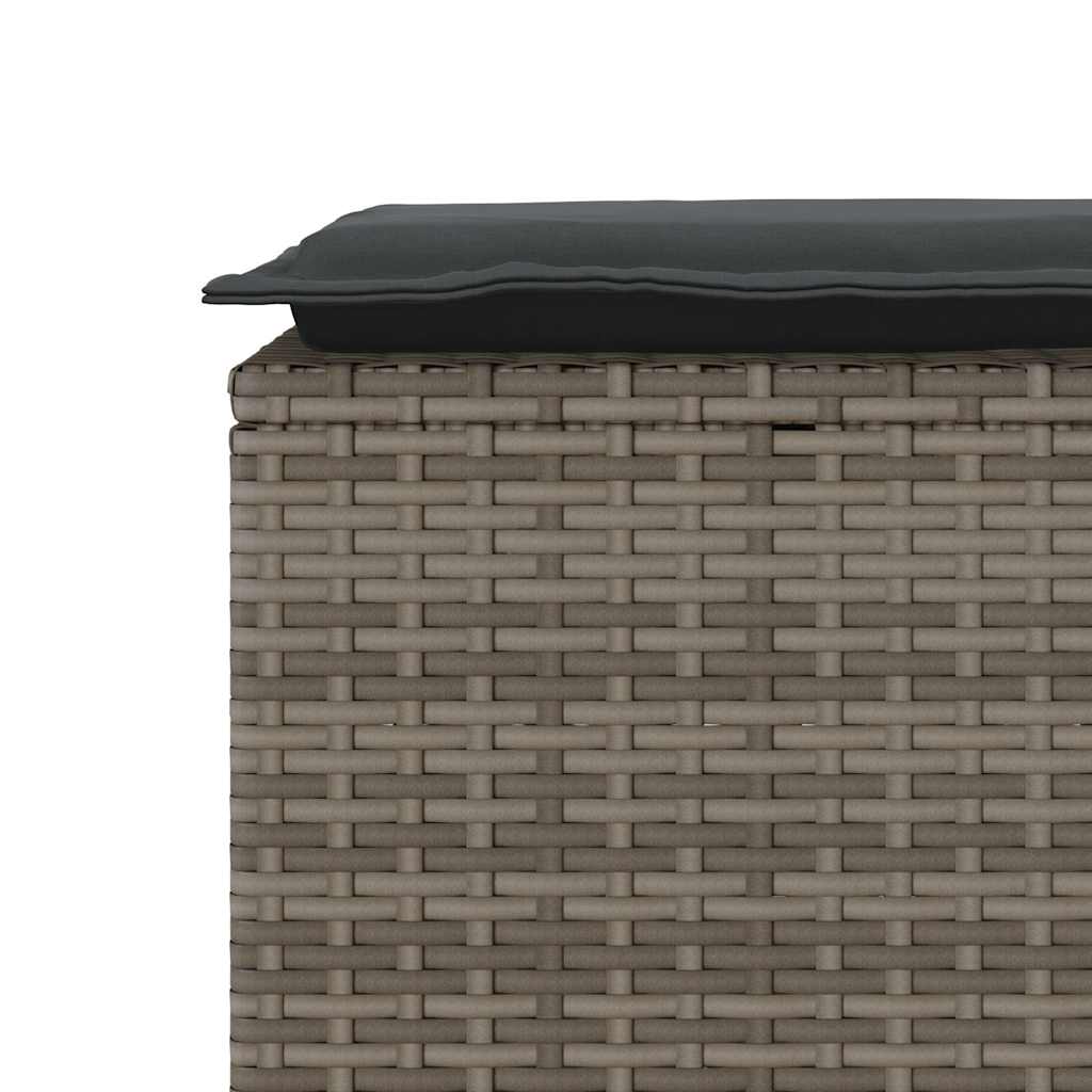 Banco de jardim com almofadão 110x40x44 cm vime PE cinzento