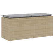 Banco de jardim com almofadão 110x40x44 cm vime PE bege