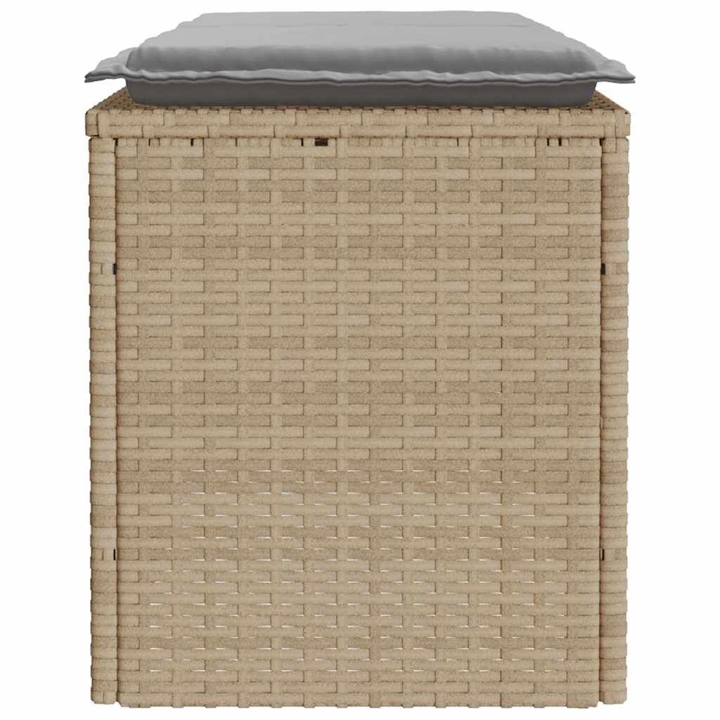 Banco de jardim com almofadão 110x40x44 cm vime PE bege