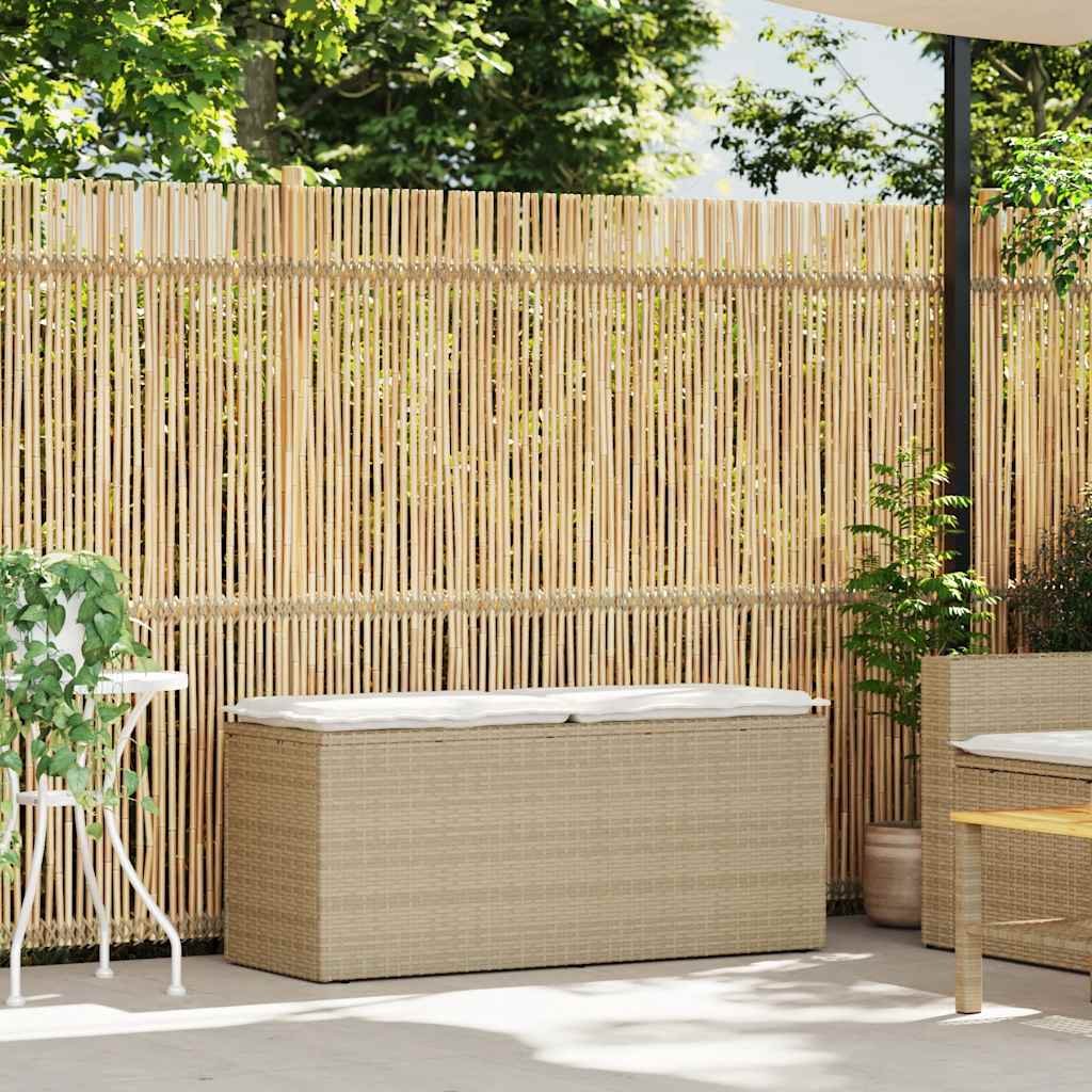 Banco de jardim com almofadão 110x40x44 cm vime PE bege