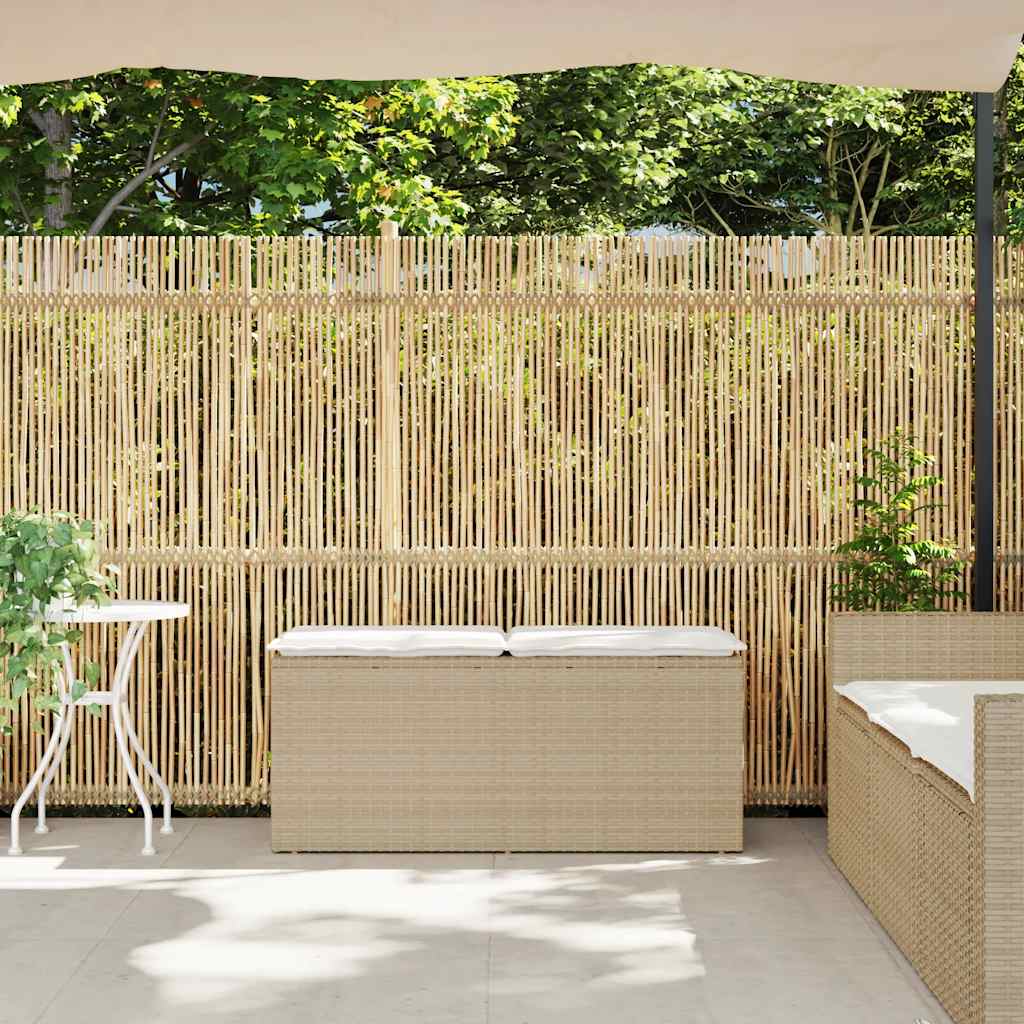 Banco de jardim com almofadão 110x40x44 cm vime PE bege
