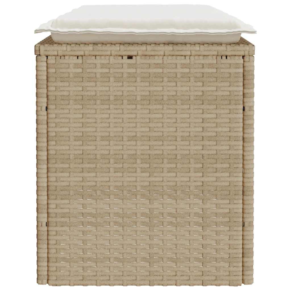 Banco de jardim com almofadão 110x40x44 cm vime PE bege