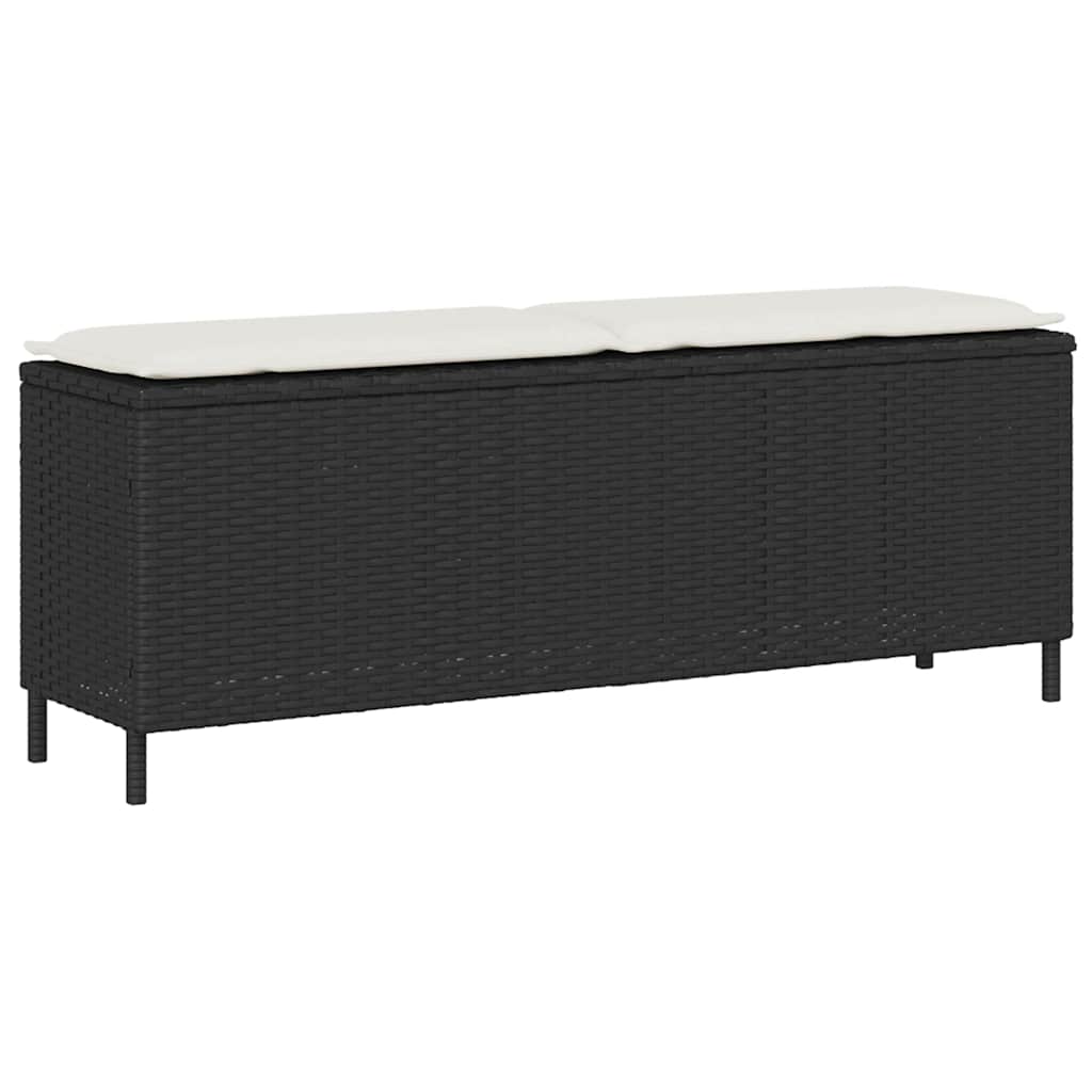 Banco de jardim com almofadão 110x30x40,5 cm vime PE preto