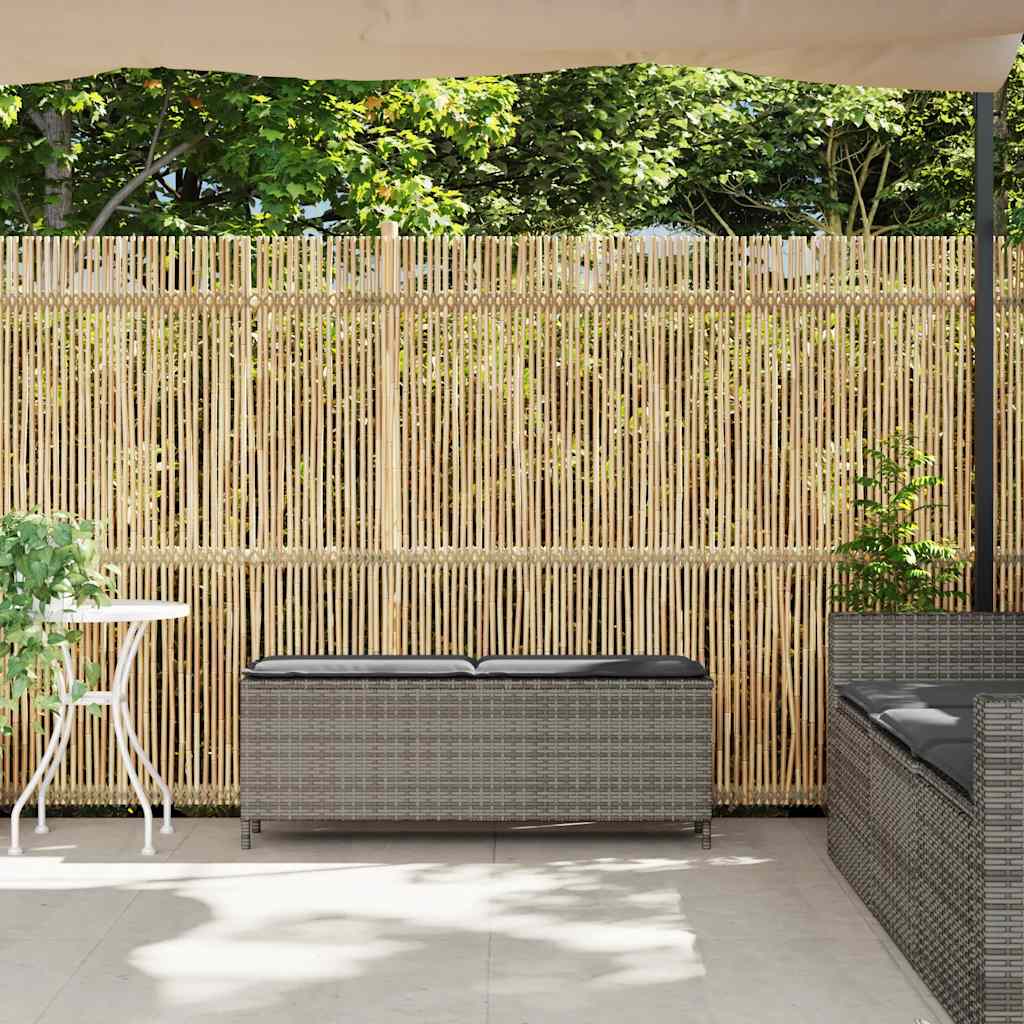 Banco de jardim com almofadão 110x30x40,5 cm vime PE cinzento