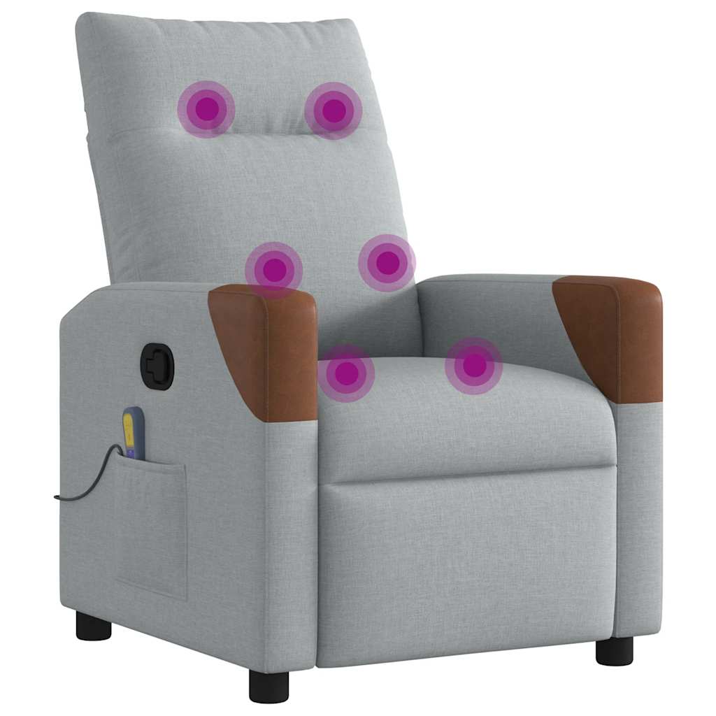 Poltrona de massagens reclinável tecido cinzento-claro