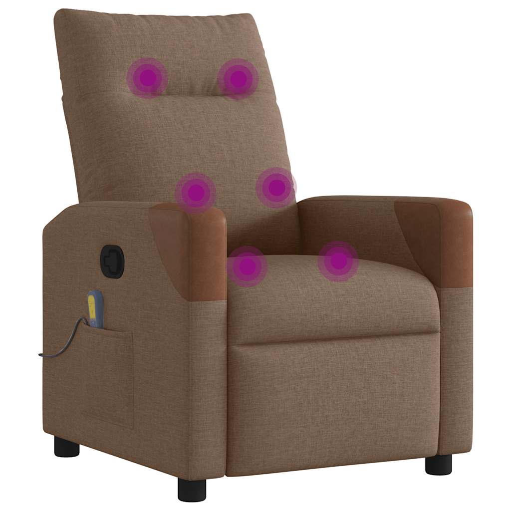 Poltrona de massagens reclinável tecido castanho