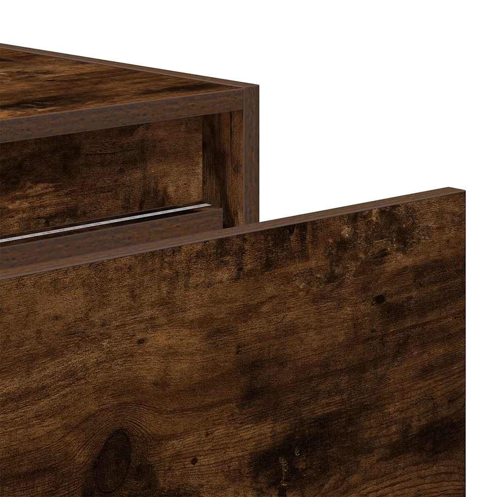 Mesas de cabeceira de parede com luzes LED 2pcs carvalho fumado