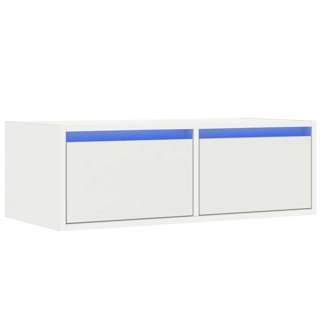 Móvel de TV com luzes LED 75x35,5x25 cm branco