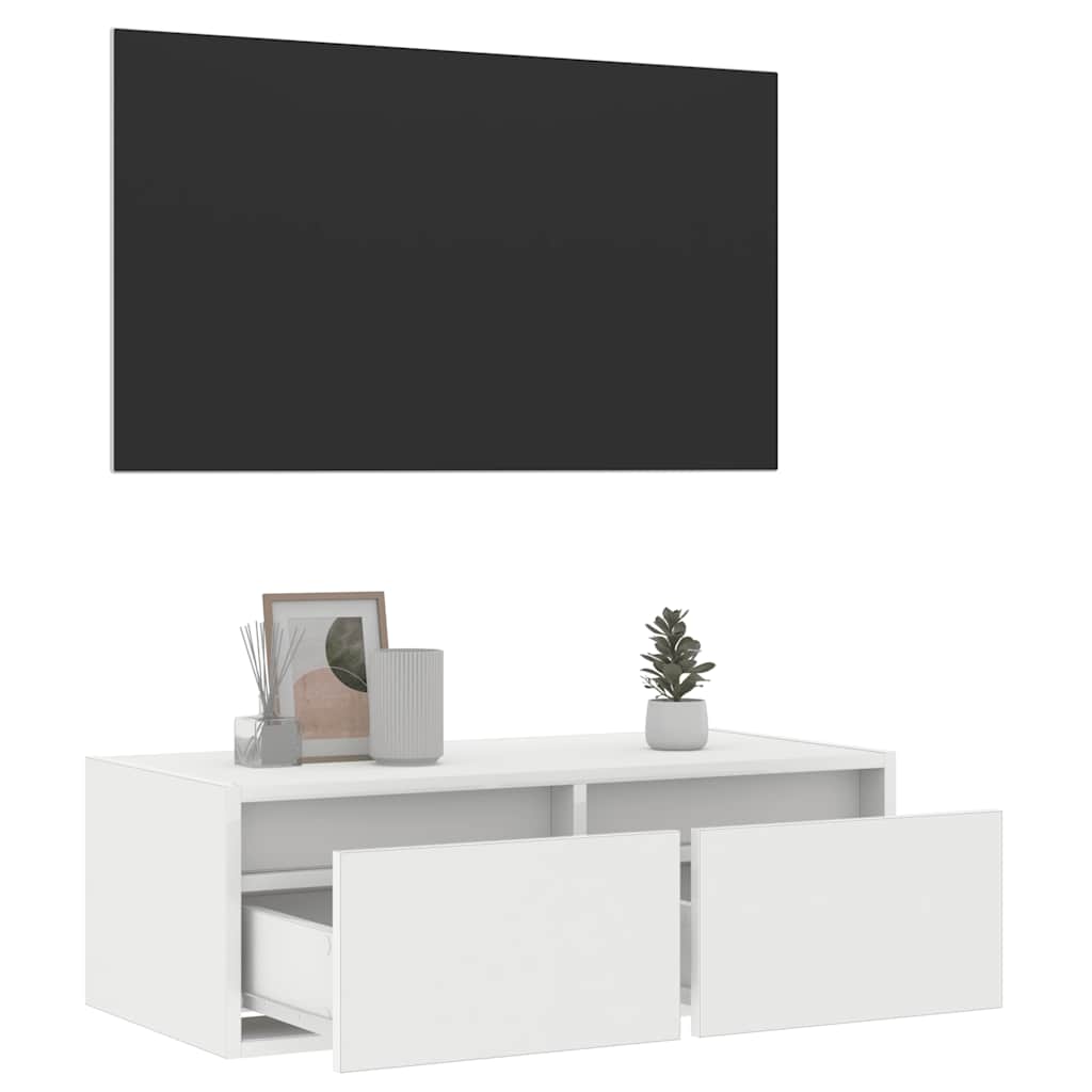 Móvel de TV com luzes LED 75x35,5x25 cm branco