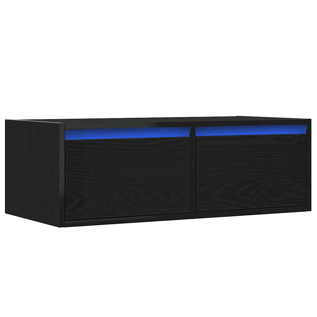 Móvel de TV com luzes LED 75x35,5x25 cm carvalho preto