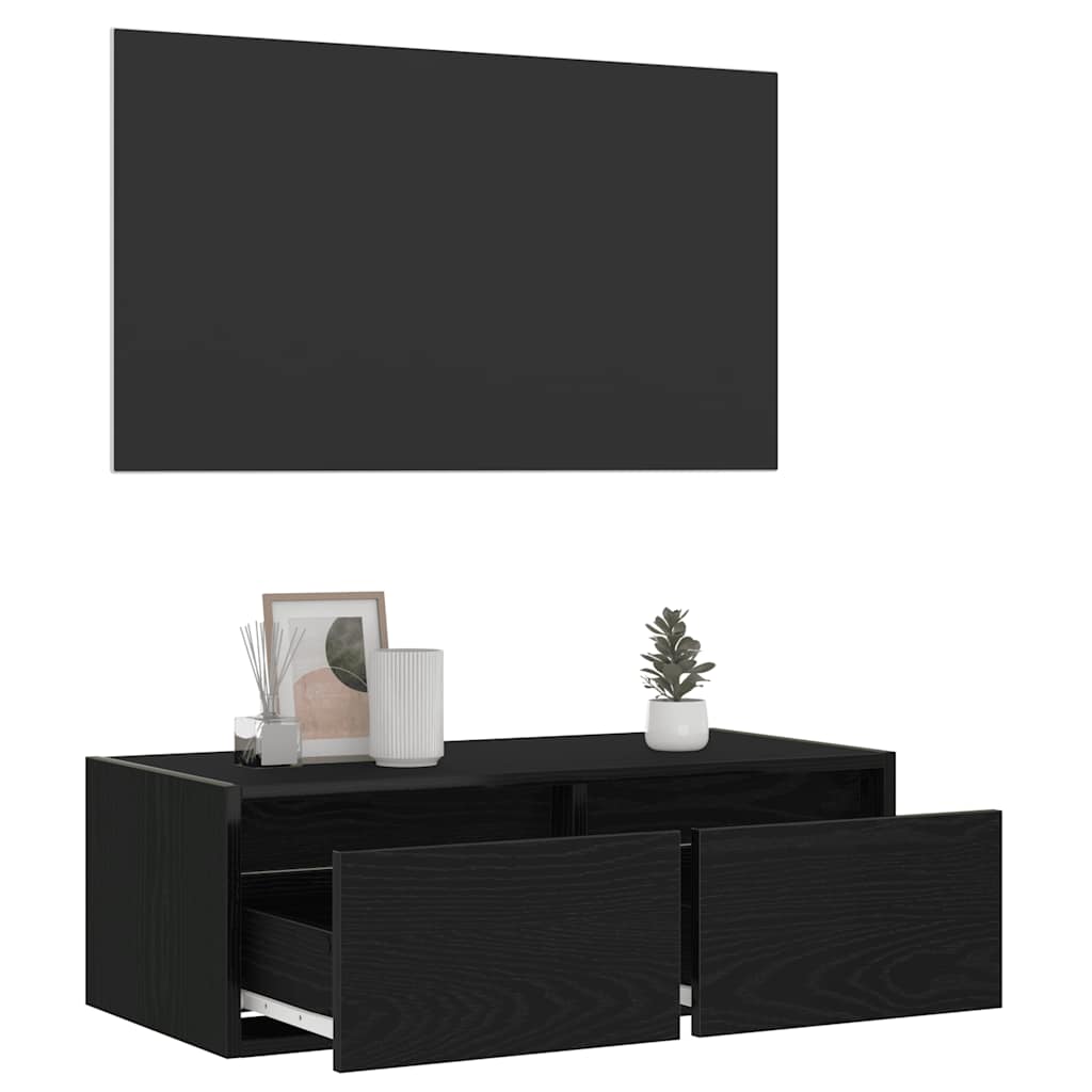 Móvel de TV com luzes LED 75x35,5x25 cm carvalho preto