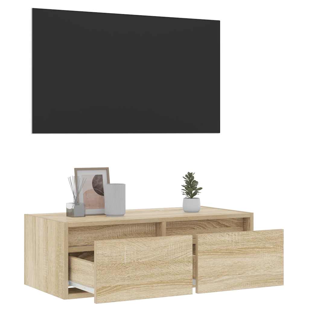Móvel de TV com luzes LED 75x35,5x25 cm carvalho sonoma