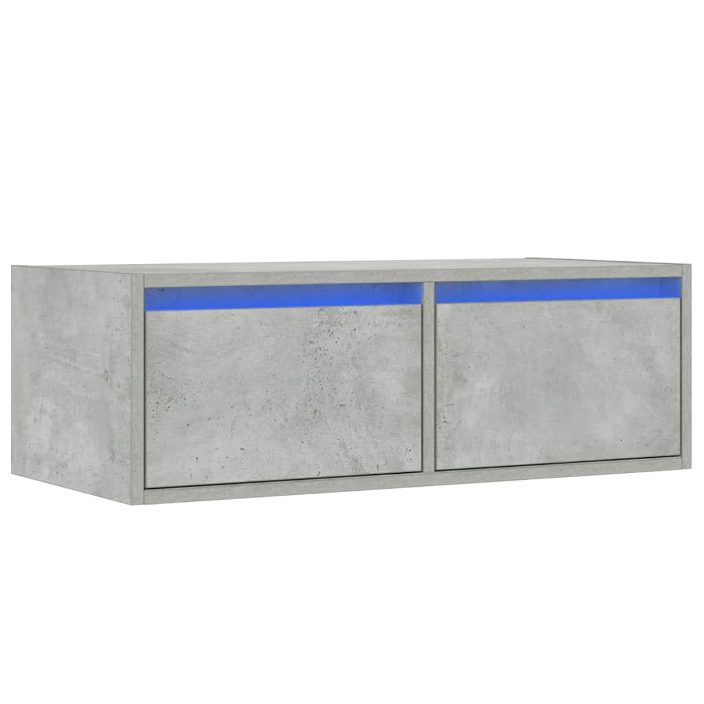 Móvel de TV com luzes LED 75x35,5x25 cm cinzento cimento