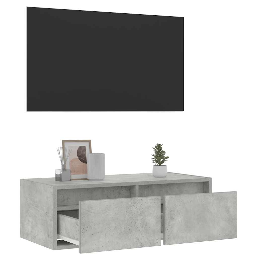 Móvel de TV com luzes LED 75x35,5x25 cm cinzento cimento