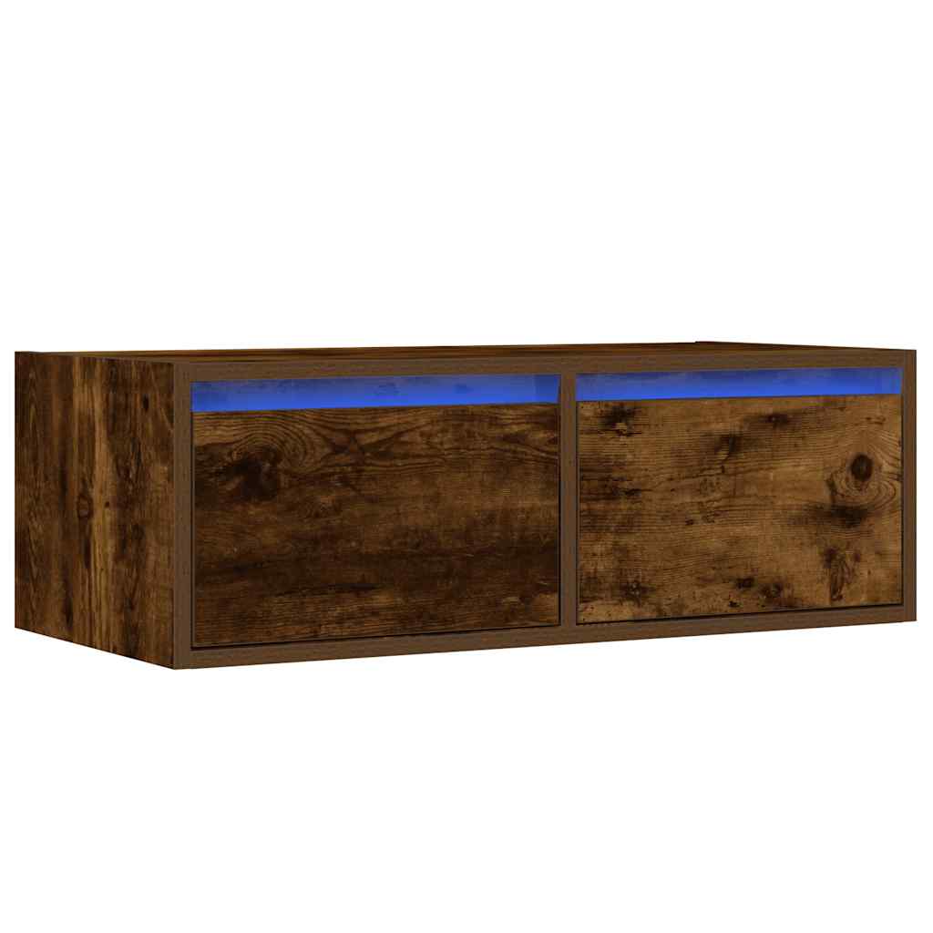 Móvel de TV com luzes LED 75x35,5x25 cm carvalho fumado