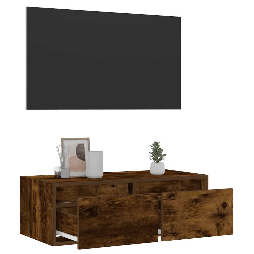 Móvel de TV com luzes LED 75x35,5x25 cm carvalho fumado