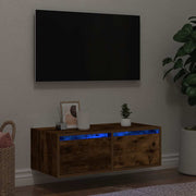 Móvel de TV com luzes LED 75x35,5x25 cm carvalho fumado