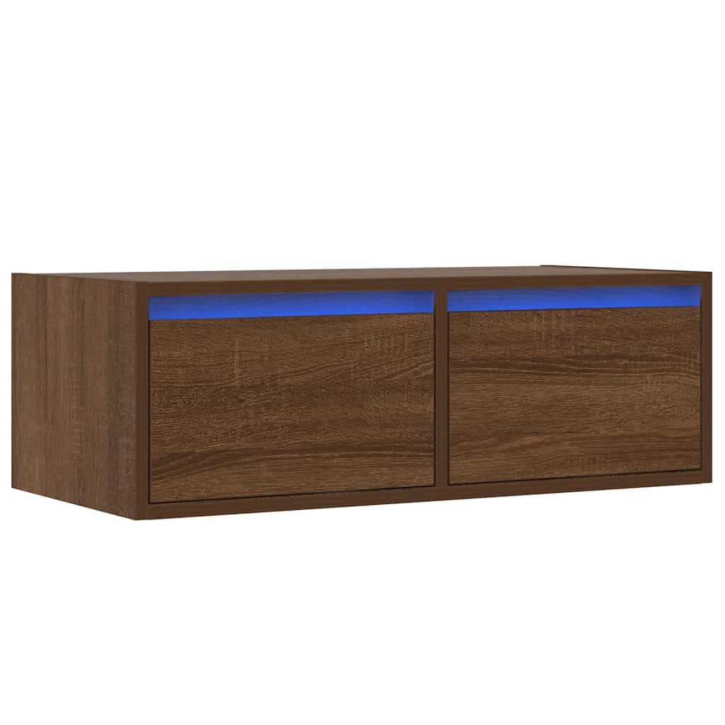 Móvel de TV com luzes LED 75x35,5x25 cm cor carvalho castanho