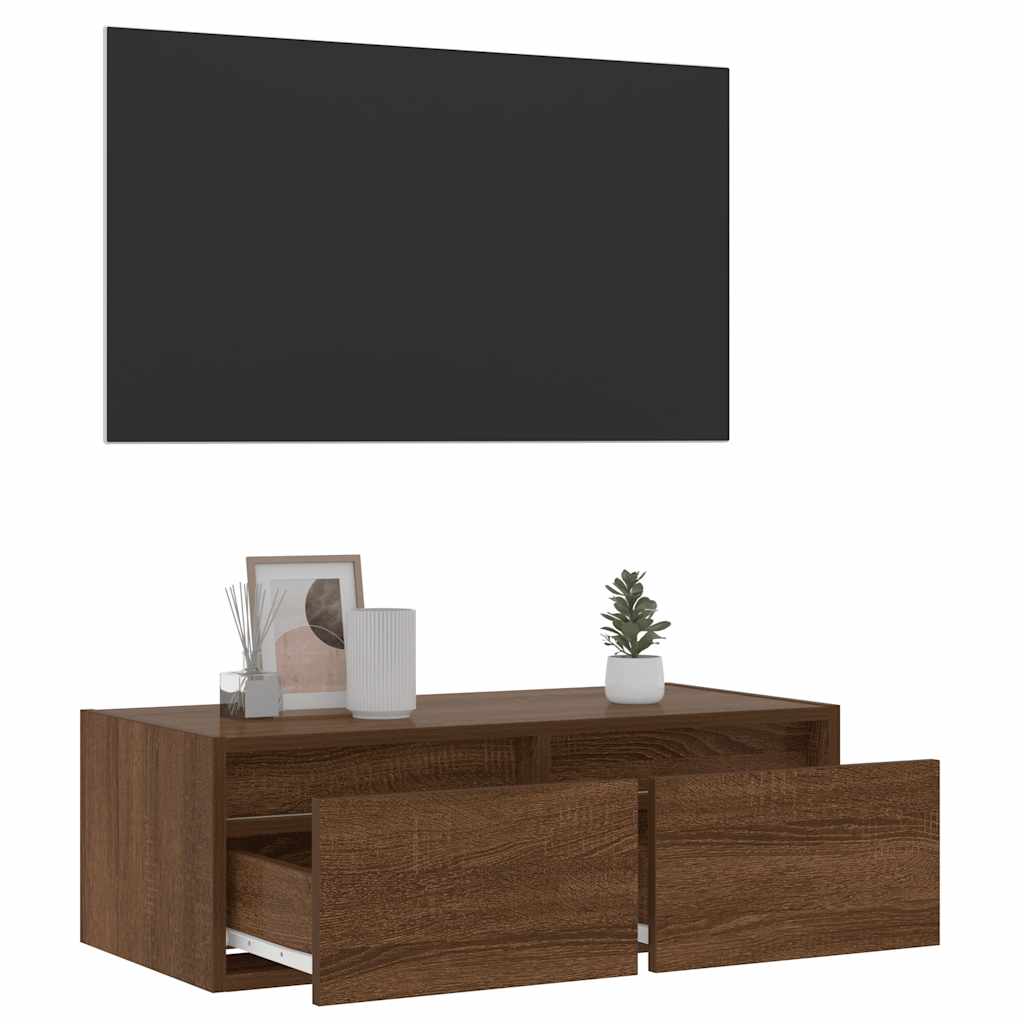 Móvel de TV com luzes LED 75x35,5x25 cm cor carvalho castanho