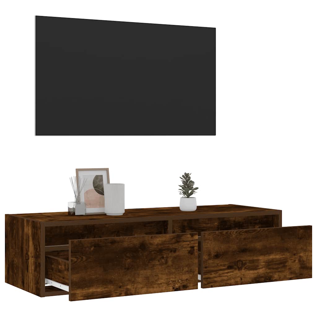 Móvel de TV com luzes LED 100X35,5x25 cm carvalho fumado