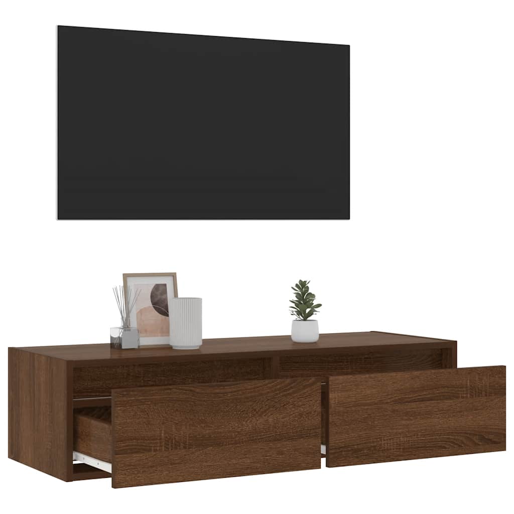 Móvel de TV com luzes LED 100X35,5x25 cm cor carvalho castanho