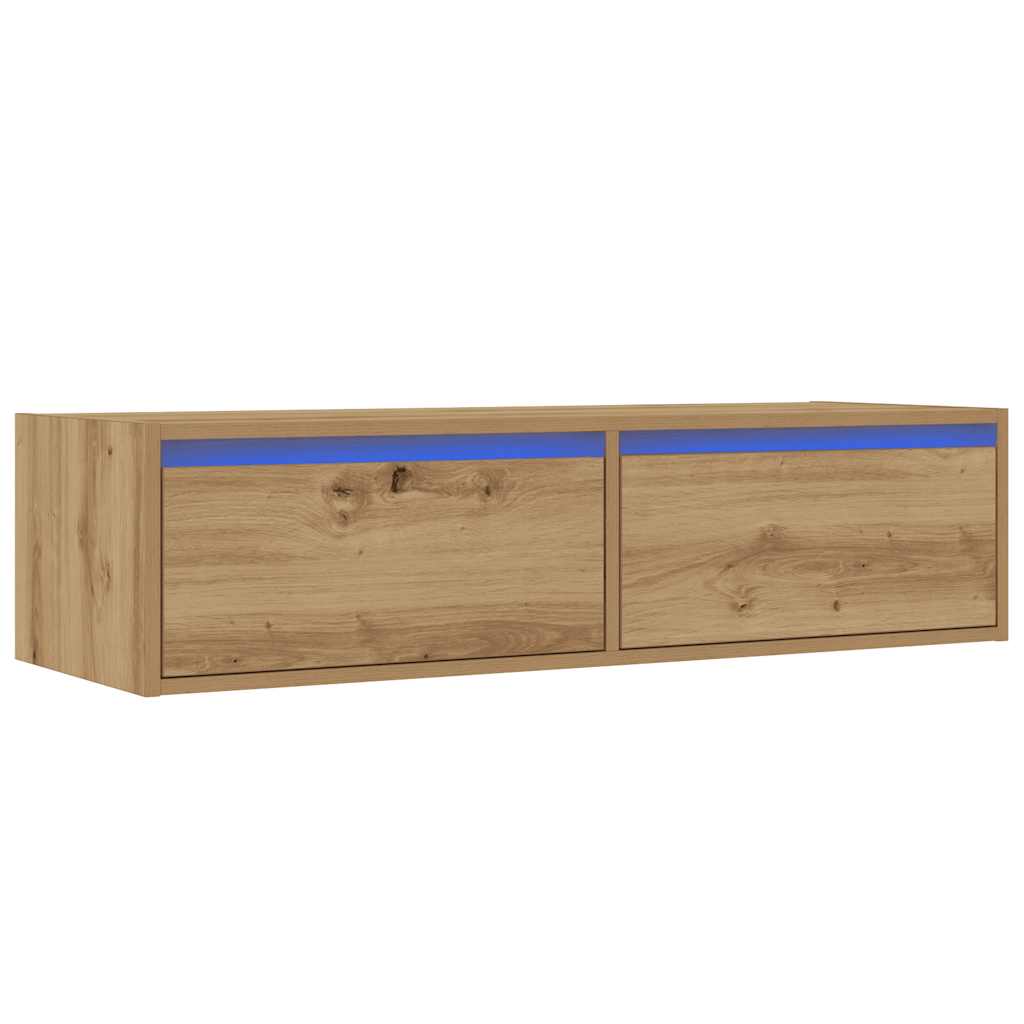 Móvel de TV com luzes LED 100X35,5x25 cm carvalho artisiano