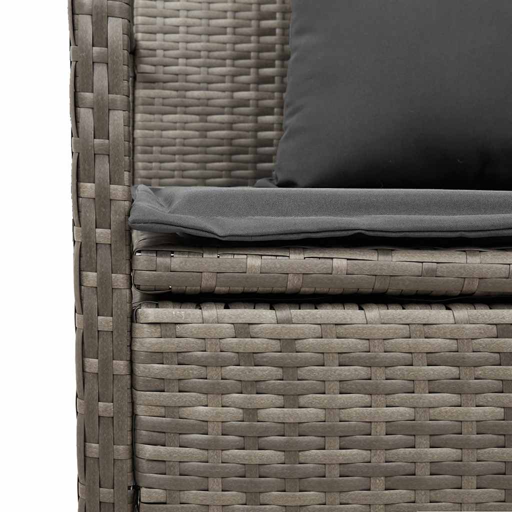 Banco de jardim para arrumação com almofada vime PE cinzento