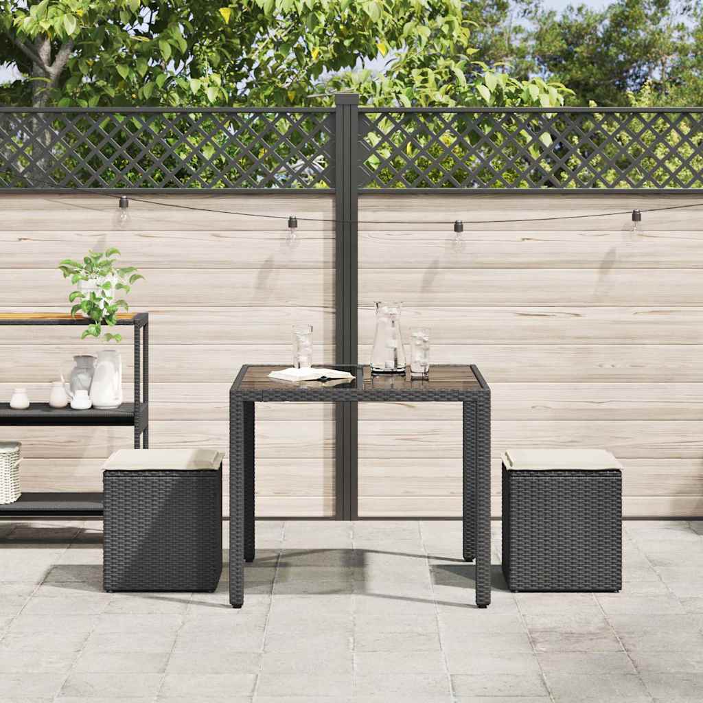 Bancos de jardim com almofadas 2 unid 40x40x43 cm vime PE preto