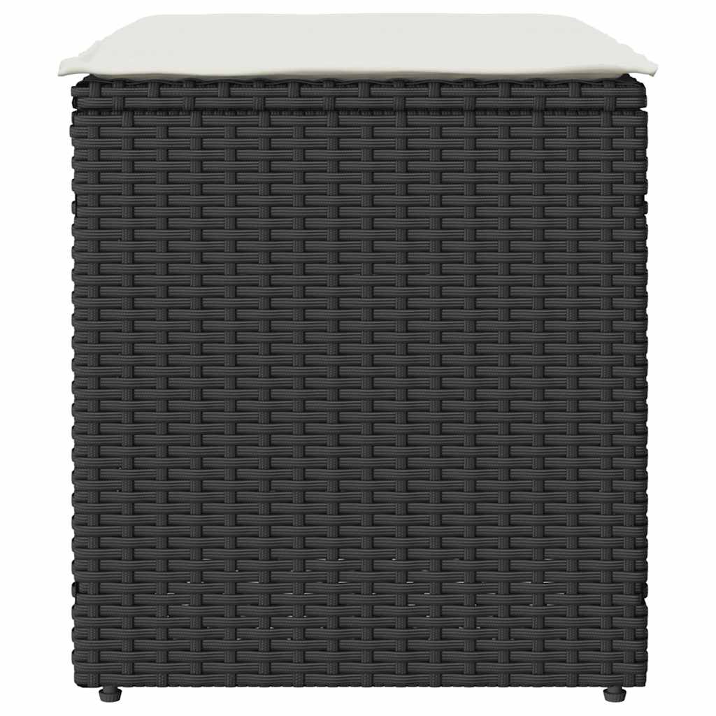 Bancos de jardim com almofadas 2 unid 40x40x43 cm vime PE preto