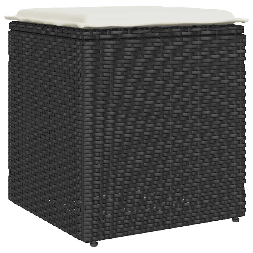 Bancos de jardim com almofadas 2 unid 40x40x43 cm vime PE preto