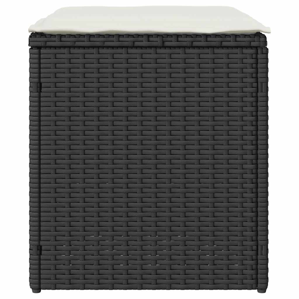 Bancos de jardim com almofadas 2 unid 40x40x43 cm vime PE preto