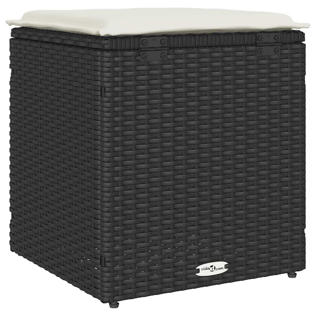 Bancos de jardim com almofadas 2 unid 40x40x43 cm vime PE preto