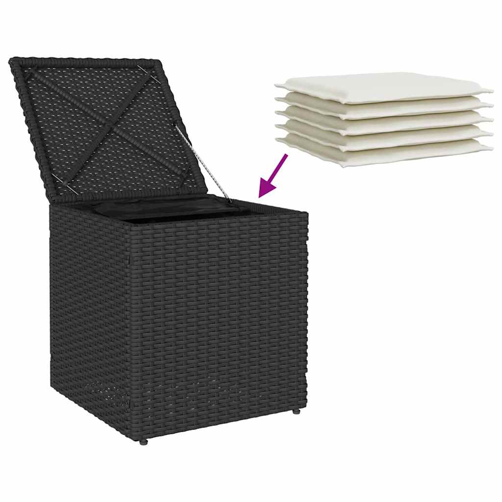 Bancos de jardim com almofadas 2 unid 40x40x43 cm vime PE preto