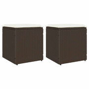 Bancos jardim com almofadas 2 unid 40x40x43 cm vime PE castanho