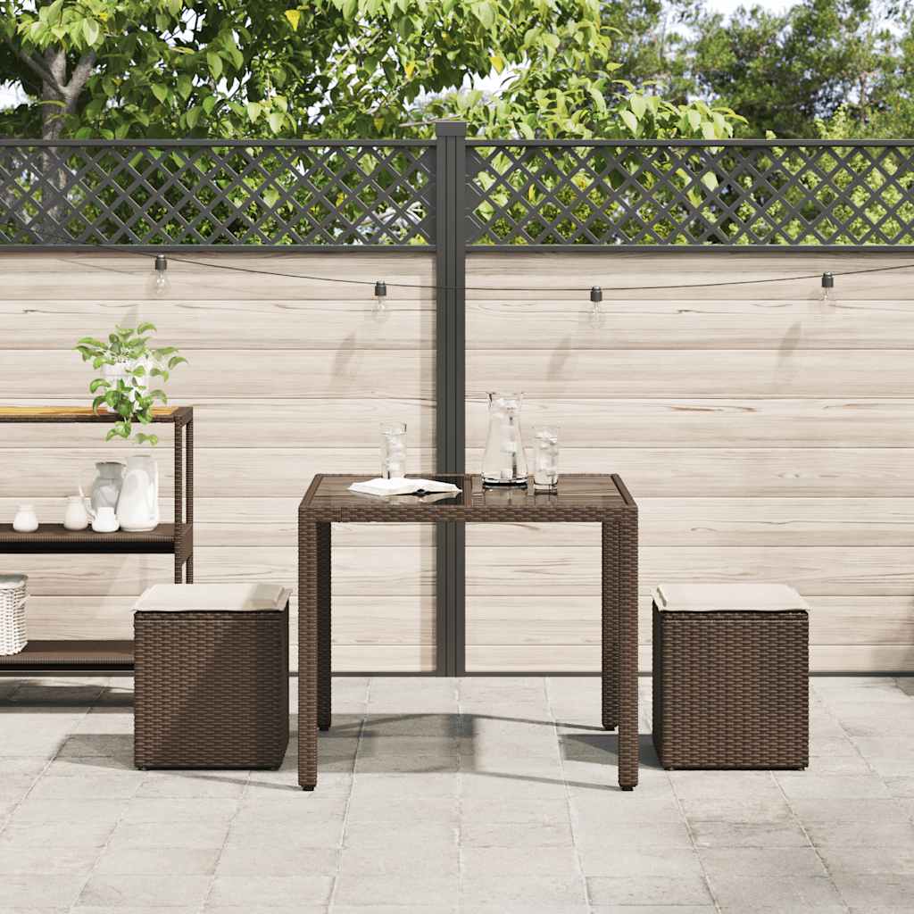 Bancos jardim com almofadas 2 unid 40x40x43 cm vime PE castanho