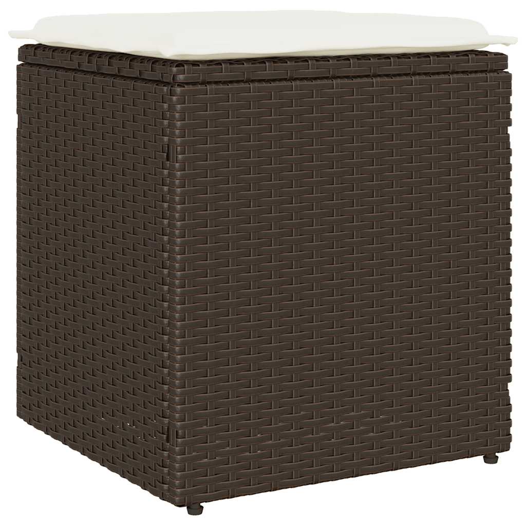 Bancos jardim com almofadas 2 unid 40x40x43 cm vime PE castanho
