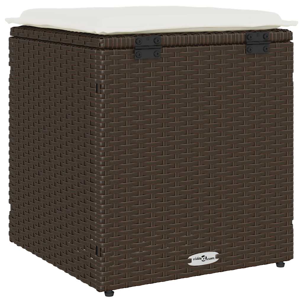 Bancos jardim com almofadas 2 unid 40x40x43 cm vime PE castanho