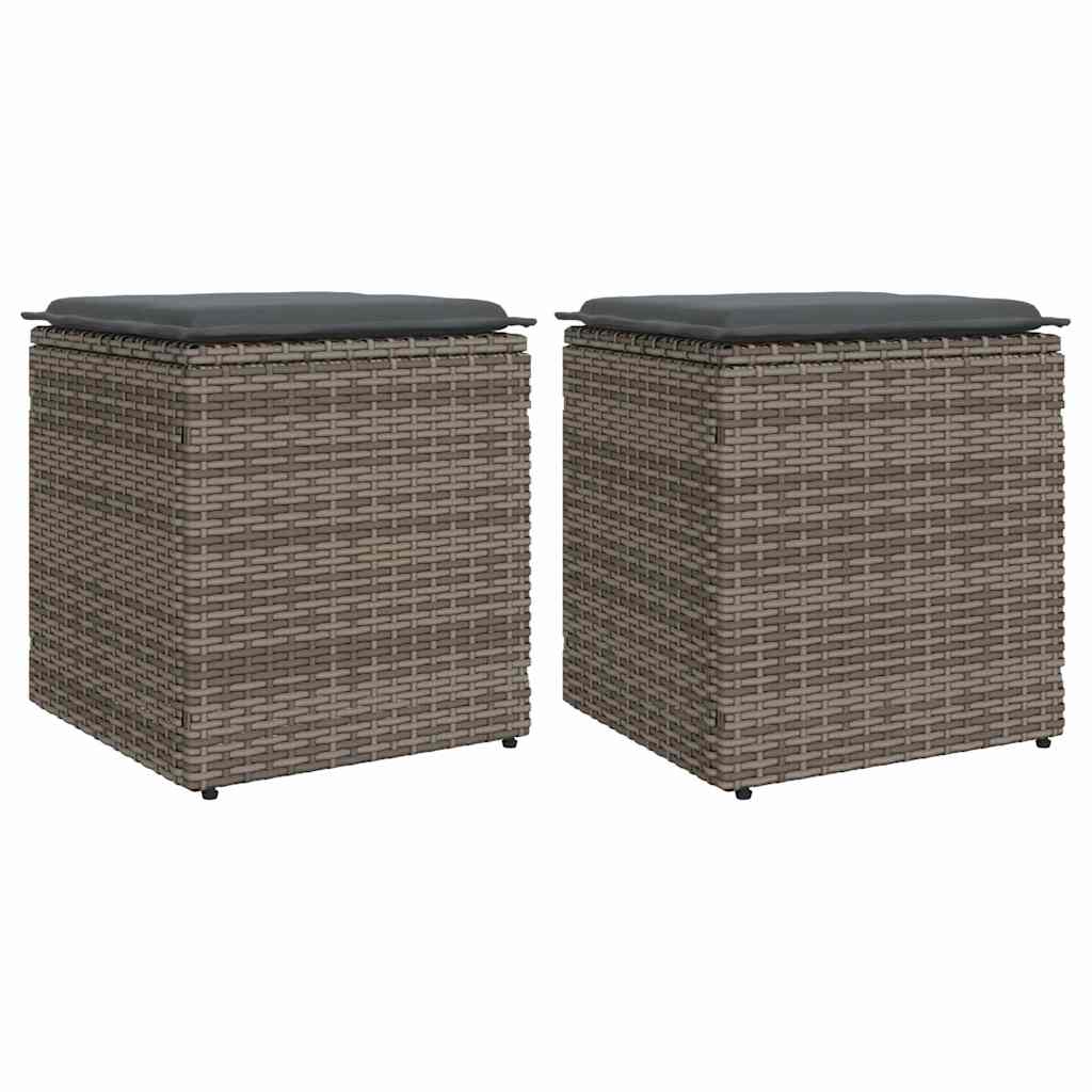 Bancos jardim com almofadas 2 unid 40x40x43 cm vime PE cinzento