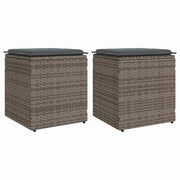 Bancos jardim com almofadas 2 unid 40x40x43 cm vime PE cinzento